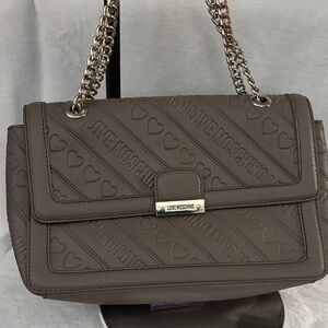 Love Moschino Taupe Heart Pattern Shoulder Bag - Like New